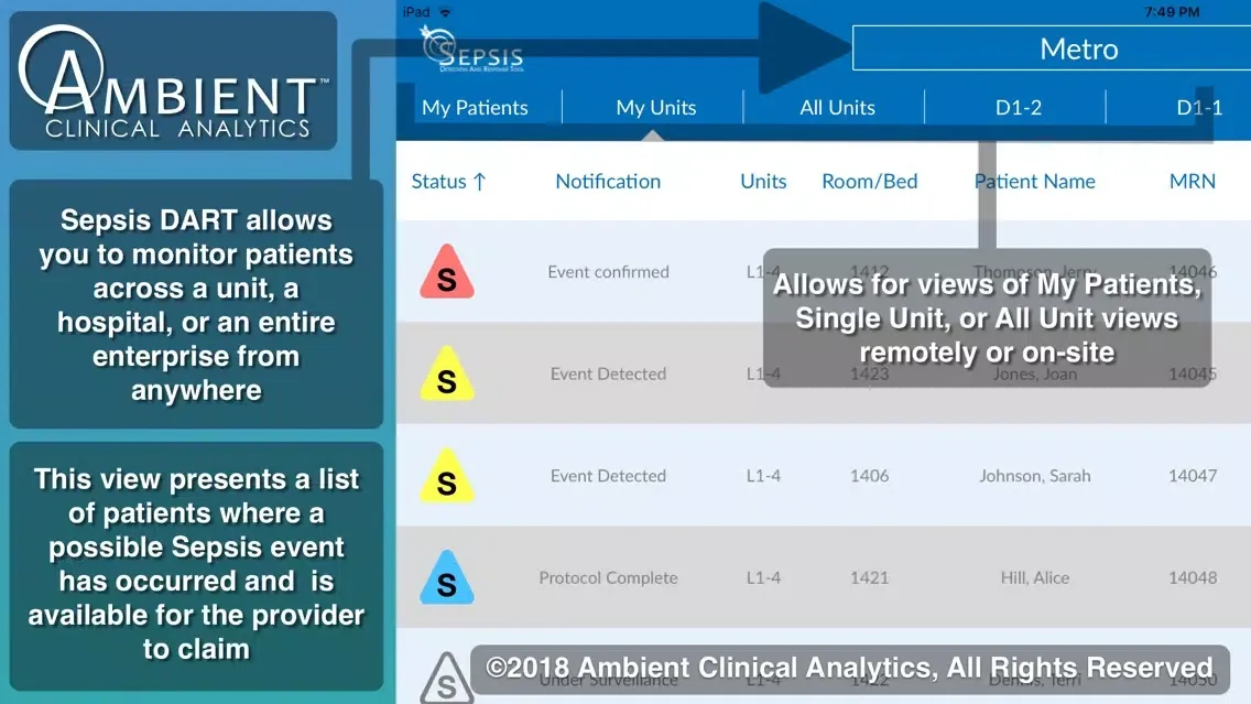 ภาพหน้าจอของ Sepsis DART